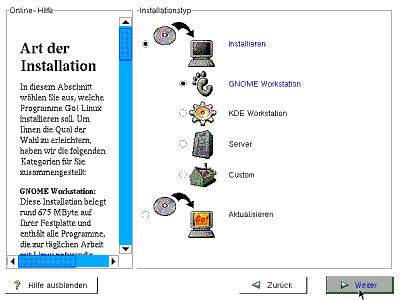 Festlegen des Installationsumfangs