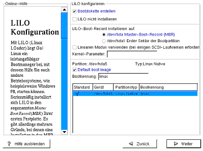 Einrichten des Bootmanagers Lilo